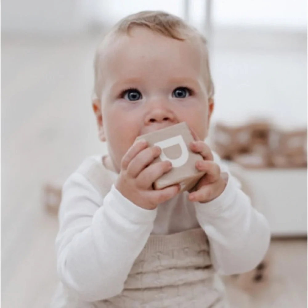 OOH NOO -Wooden Alphabet Blocks in White